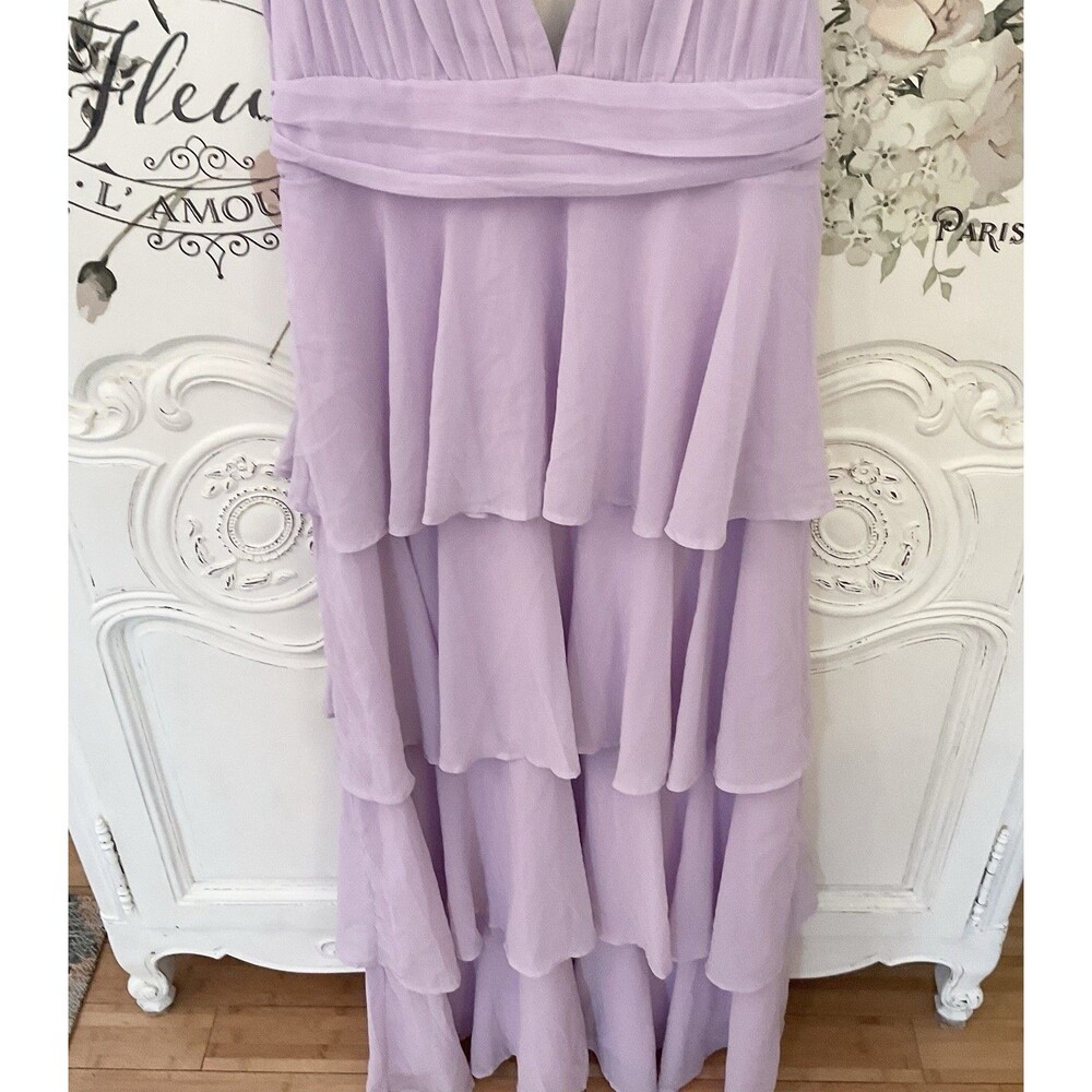 Lilac Tiered V-Neck Maxi Dress - Picture 6 of 11